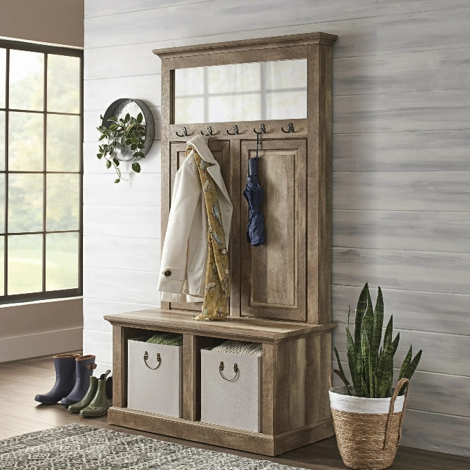 crossmill hall tree storage bench