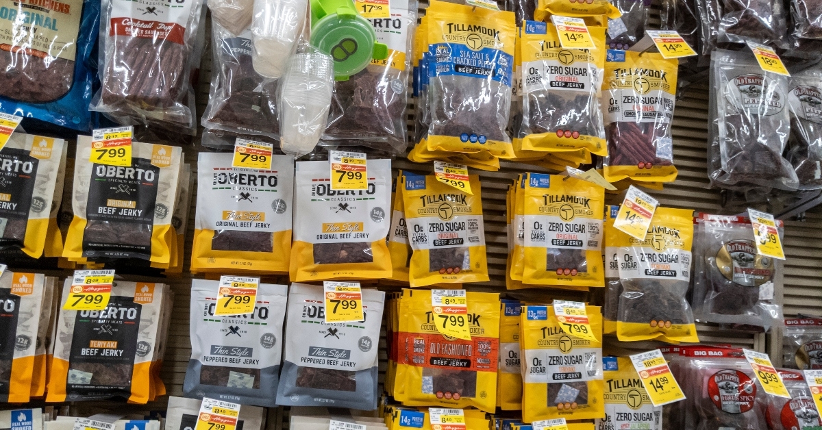 A wall of beef jerky