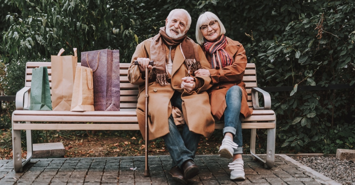 senior couple relaxing in park