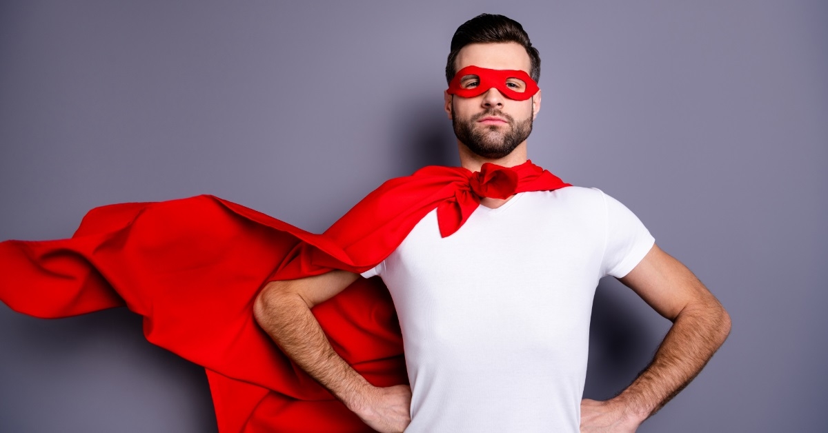 male doing role play of superman
