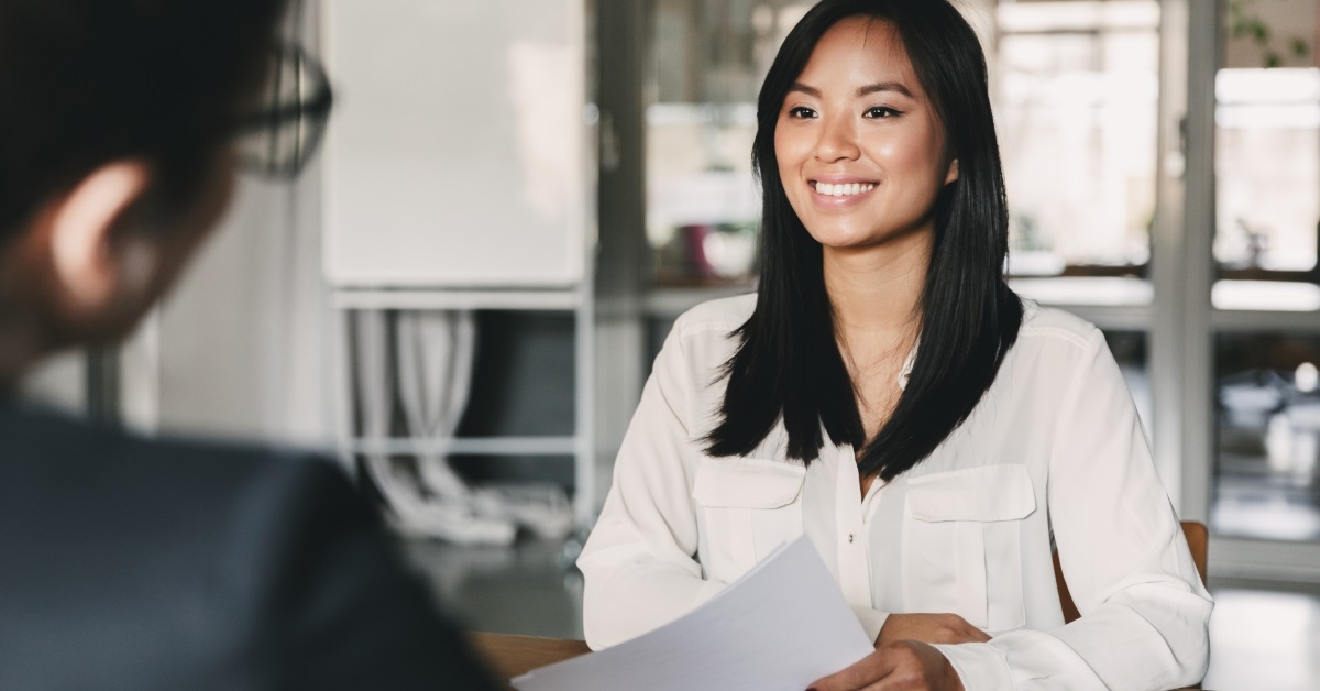 female candidate confident with hiring manager