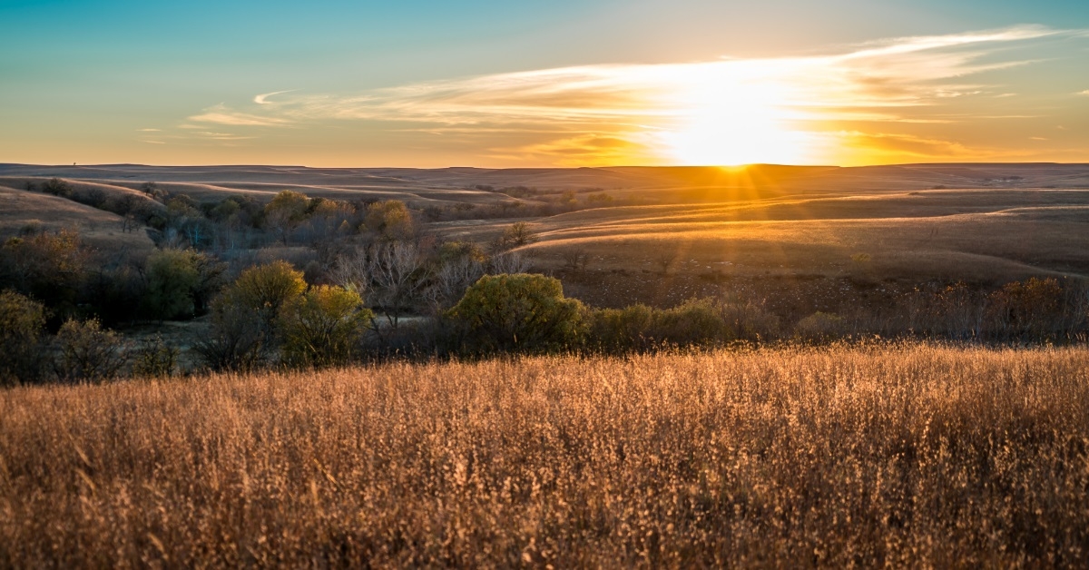 sunset in flint hills kansas