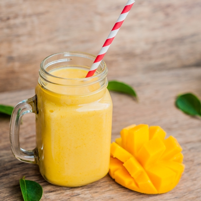 smoothie from mango in glass