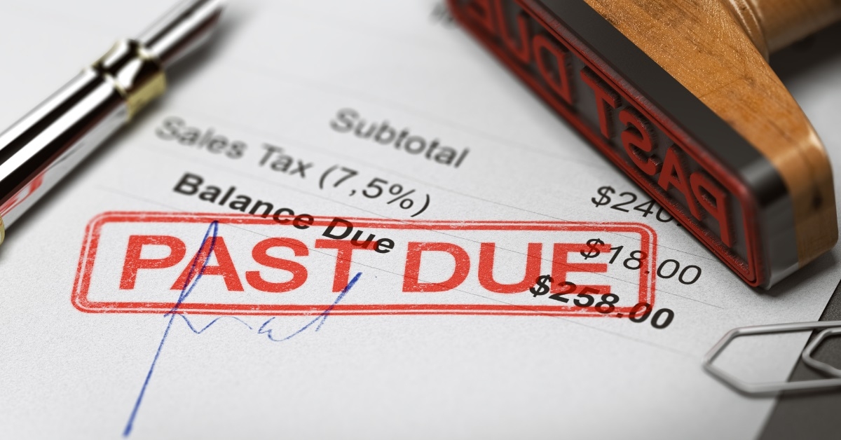 unpaid invoice having past due stamp