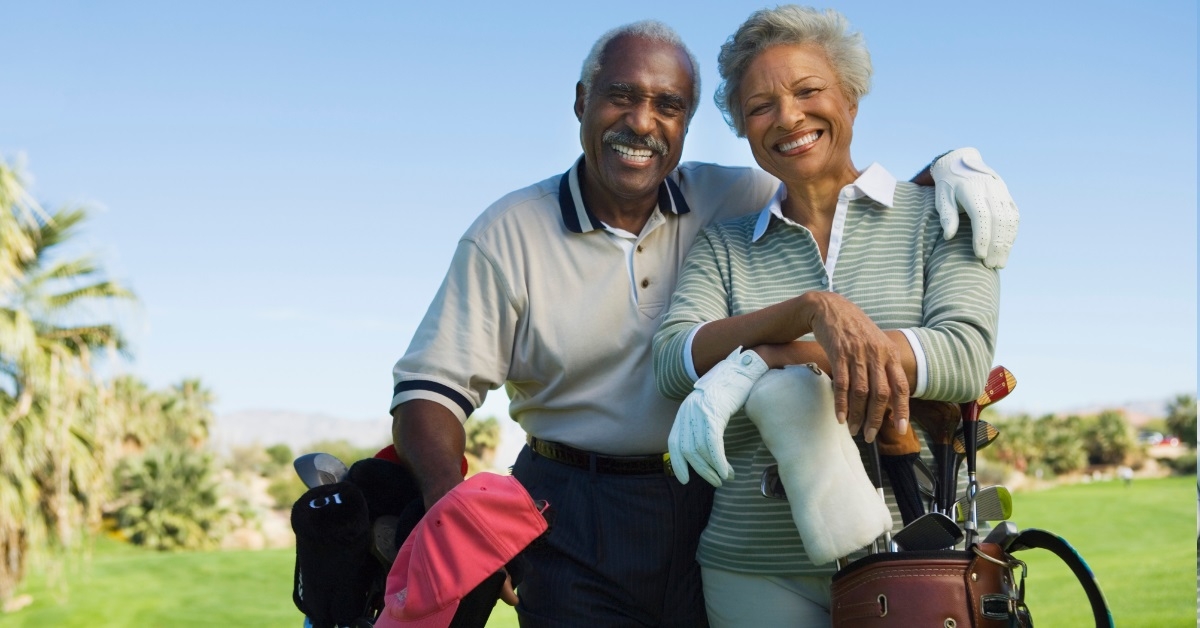 senior couple at golf course