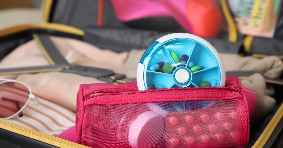 medicine pouch in travel suitcase