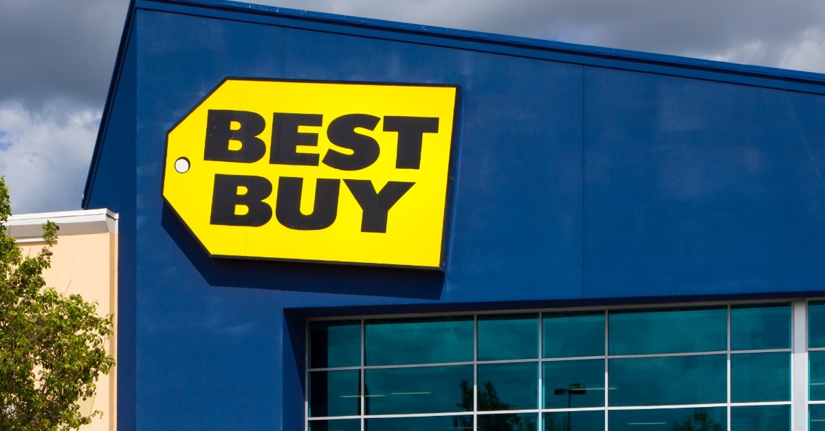 best buy logo outside store building