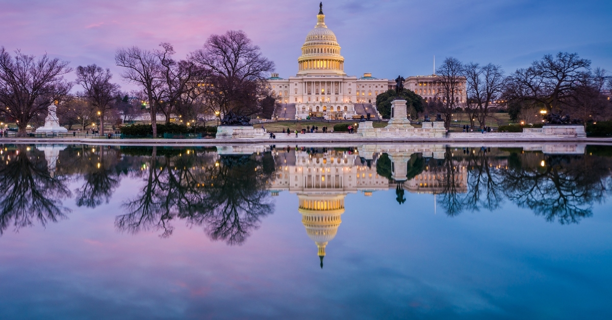 the united state capitol sunset