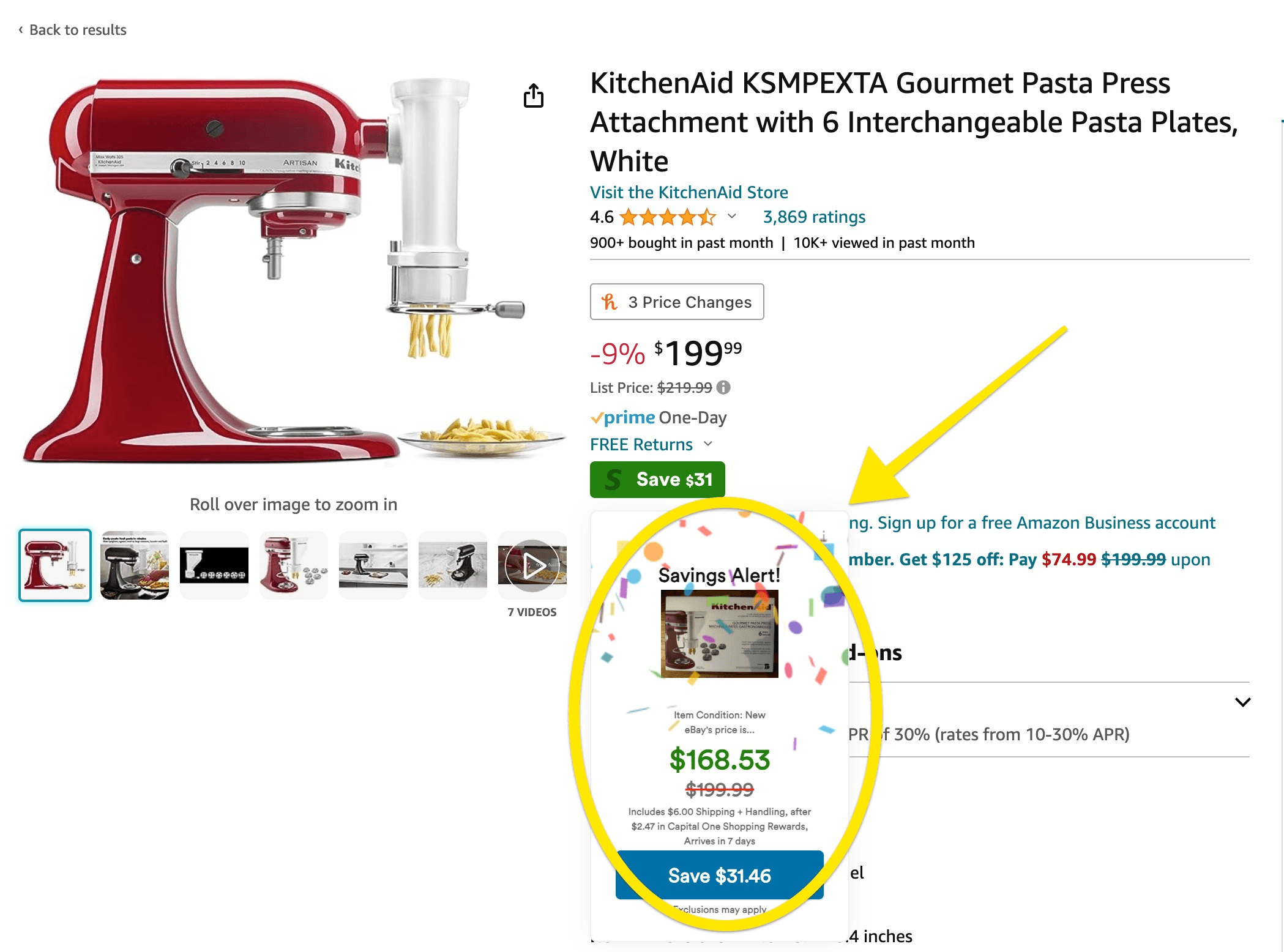 Example of savings using Capital One Shopping on Amazon