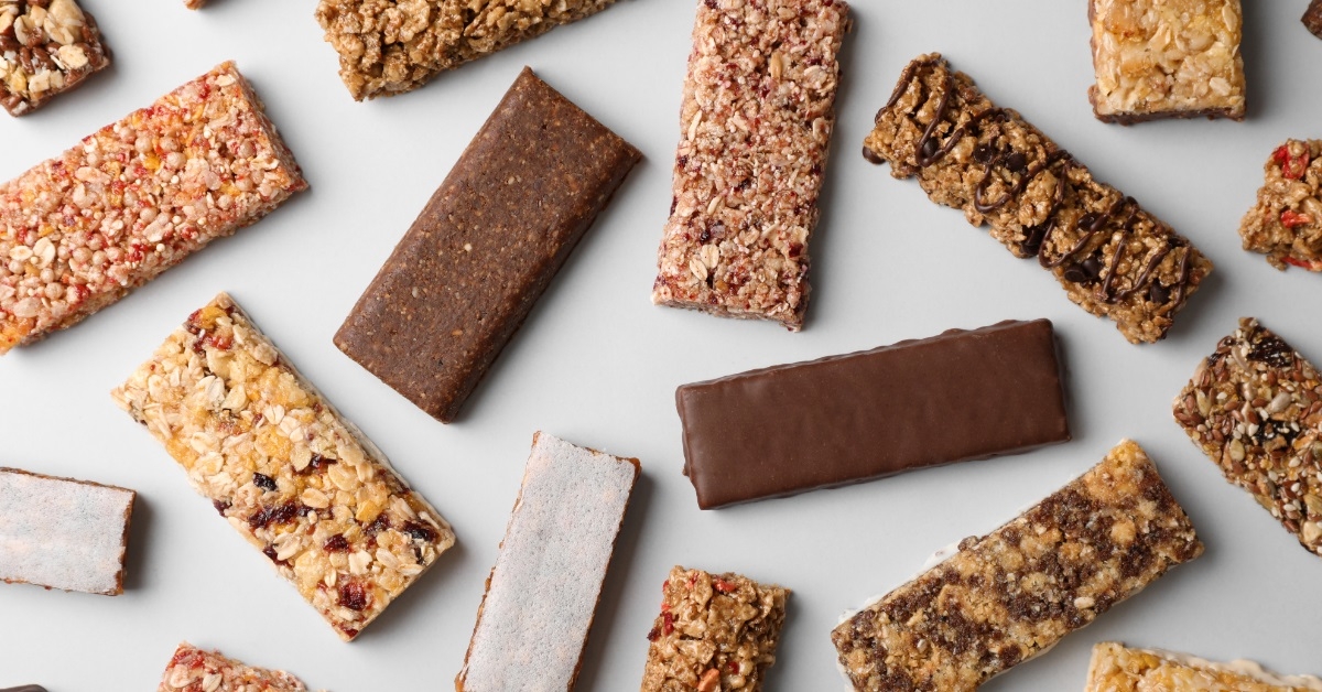 protein bars on white background