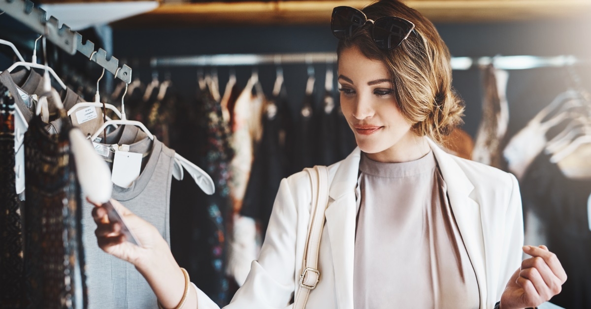 attractive woman shopping at boutique