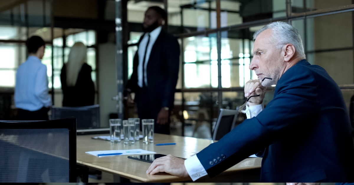 businessman angry in meeting room