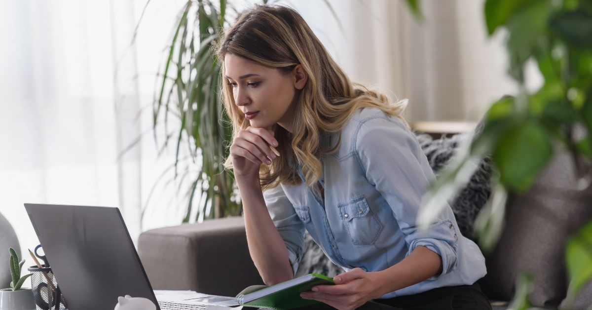 woman working on a computer