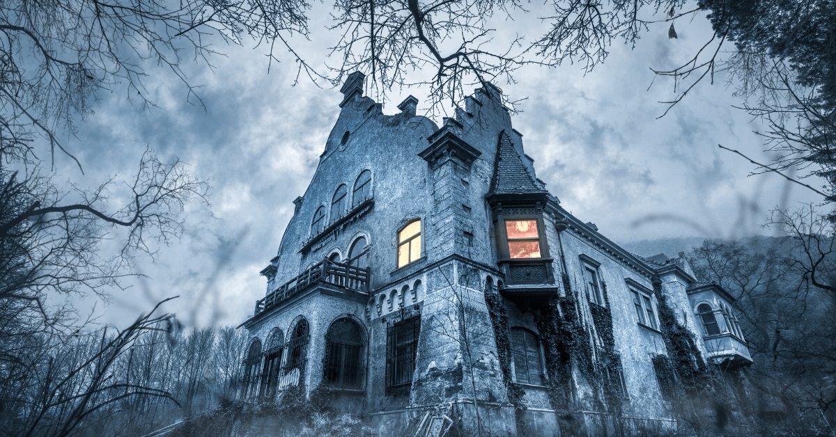 abandoned haunted house in woods