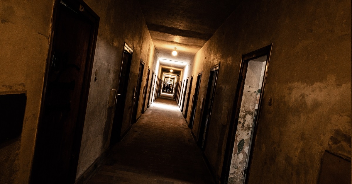 corridor of creepy abandoned prison