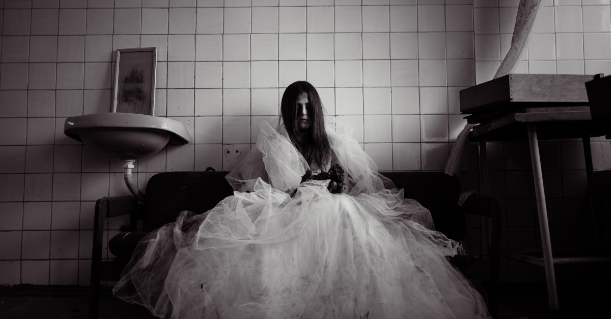 evil spirit of bride in armchair