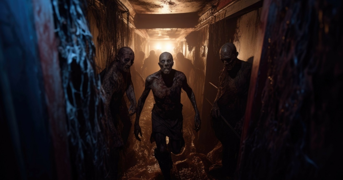 scary figures in haunted house