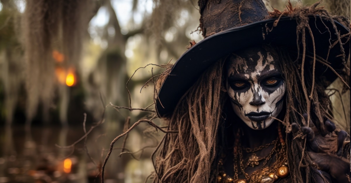 woman in voodoo swamp witch costume