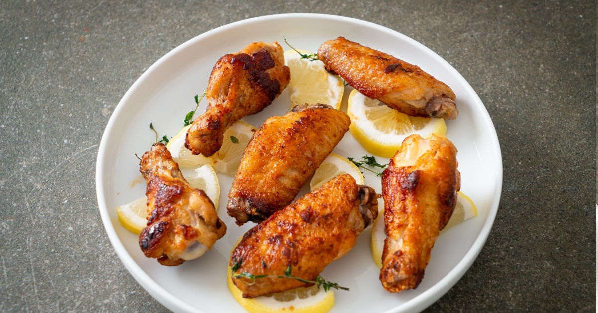 fried lemon pepper chicken wings plate