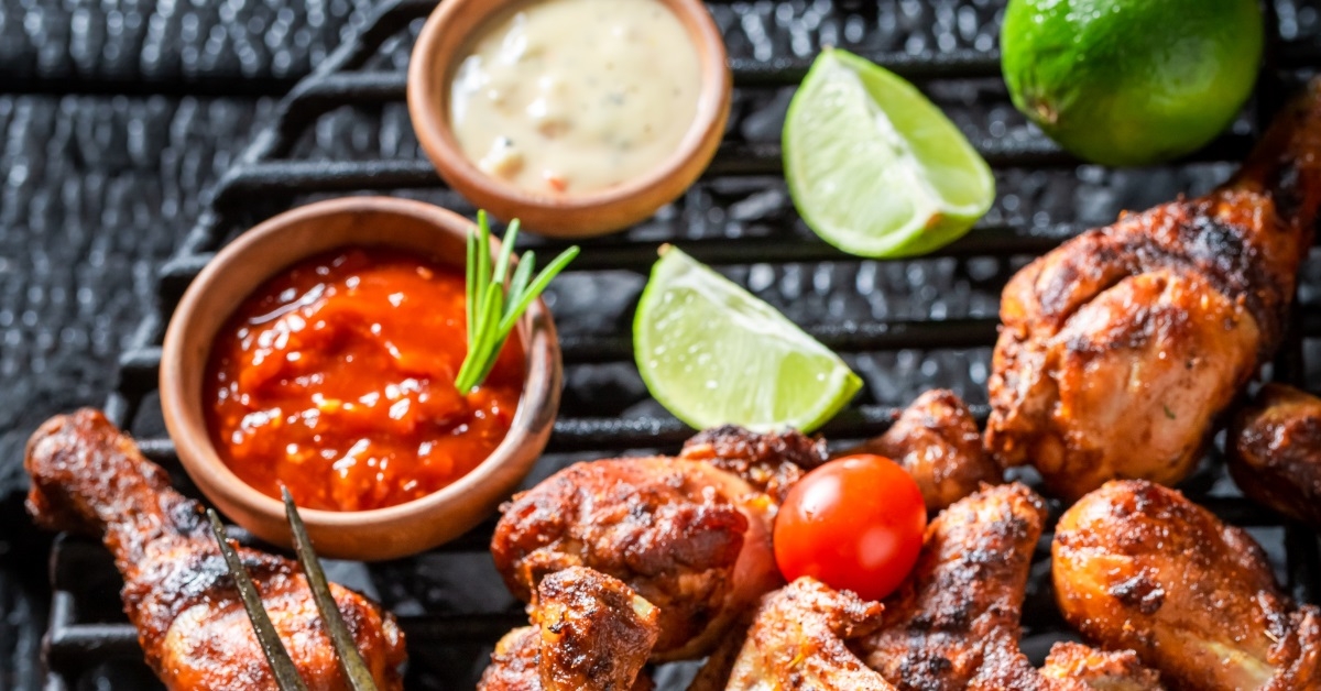roasted chicken wings on metal grate