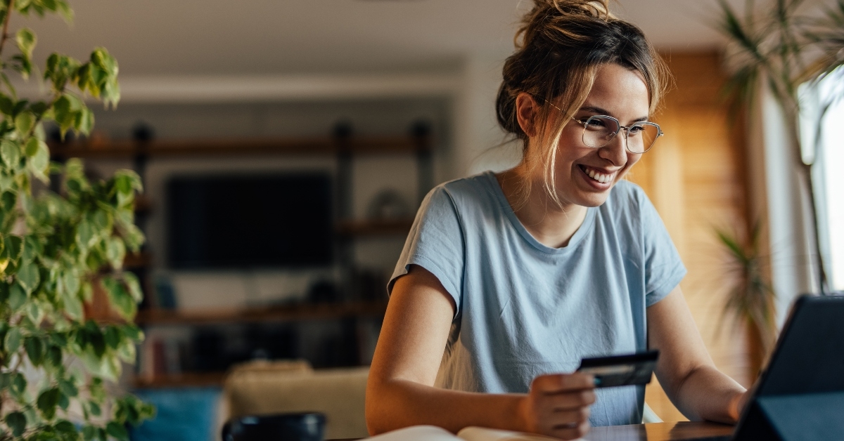 woman securing her bank account