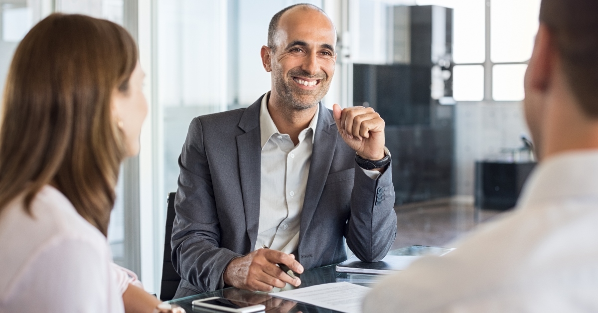 happy financial agent smiling
