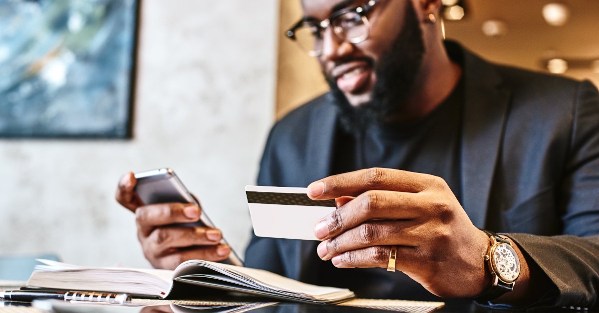 businessman holding mobile