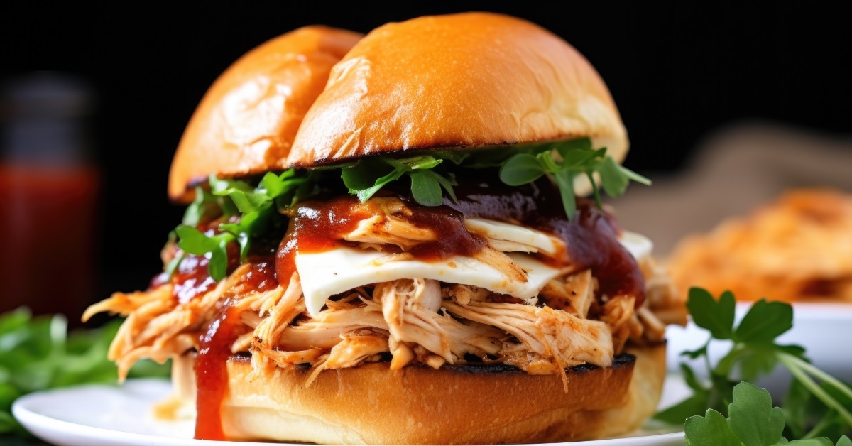 barbecue turkey sandwich with parsley leaf