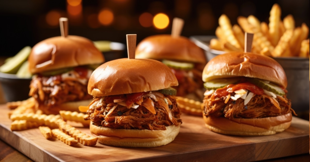 bbq pulled pork sliders with fries