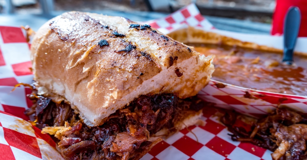 hoagie roll with caramelized pull pork