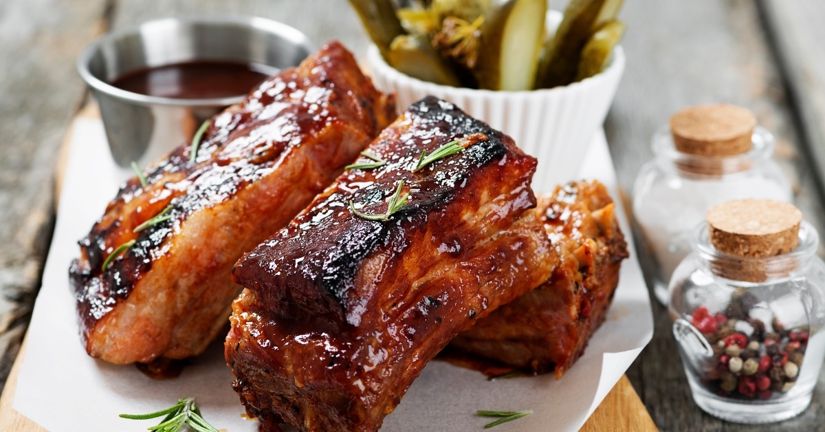 grilled pork ribs caramelized in honey