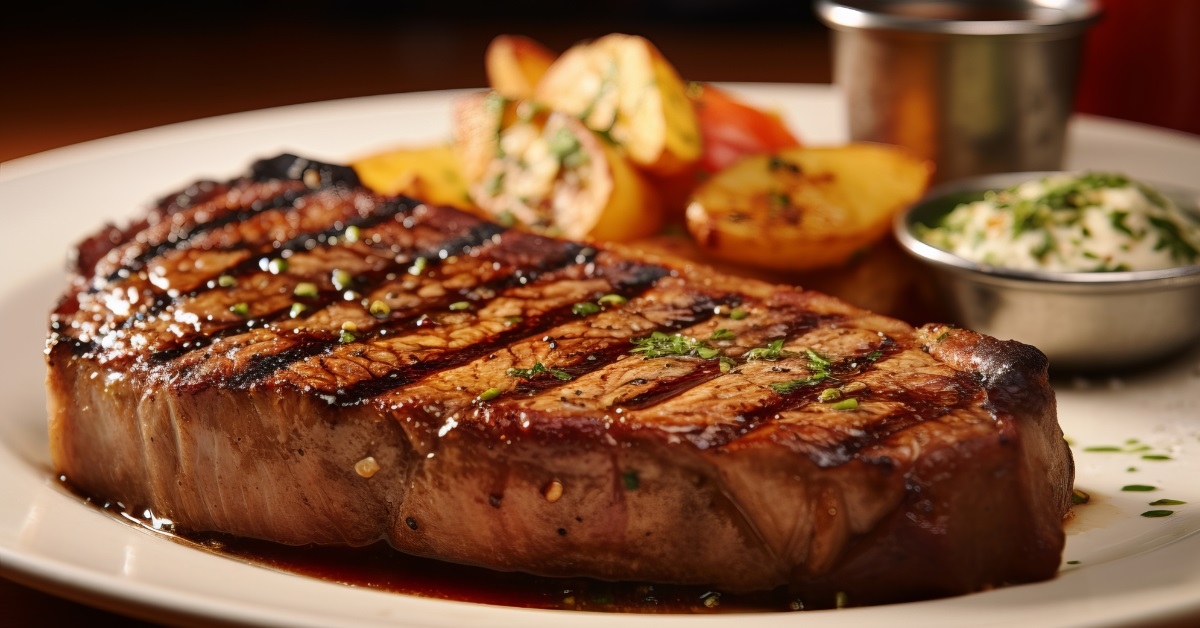 new york strip steak at restaurant