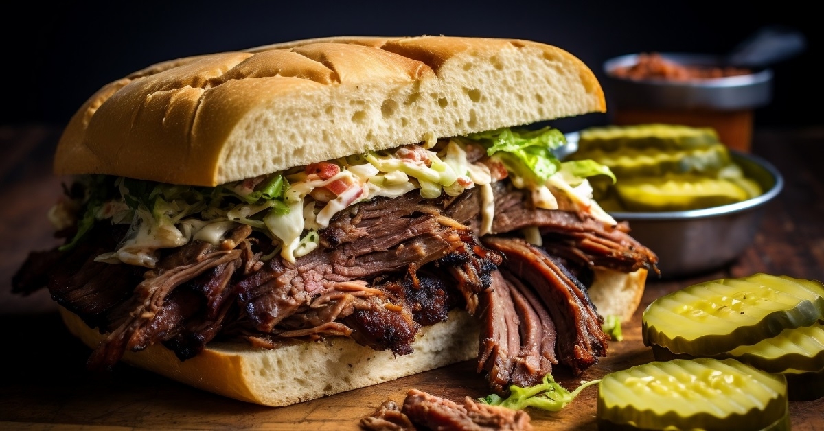 texas burger with brisket and pickles