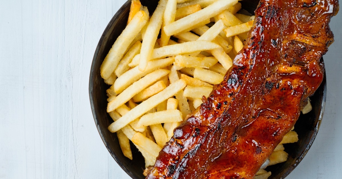 barbecue pork rib on french fries