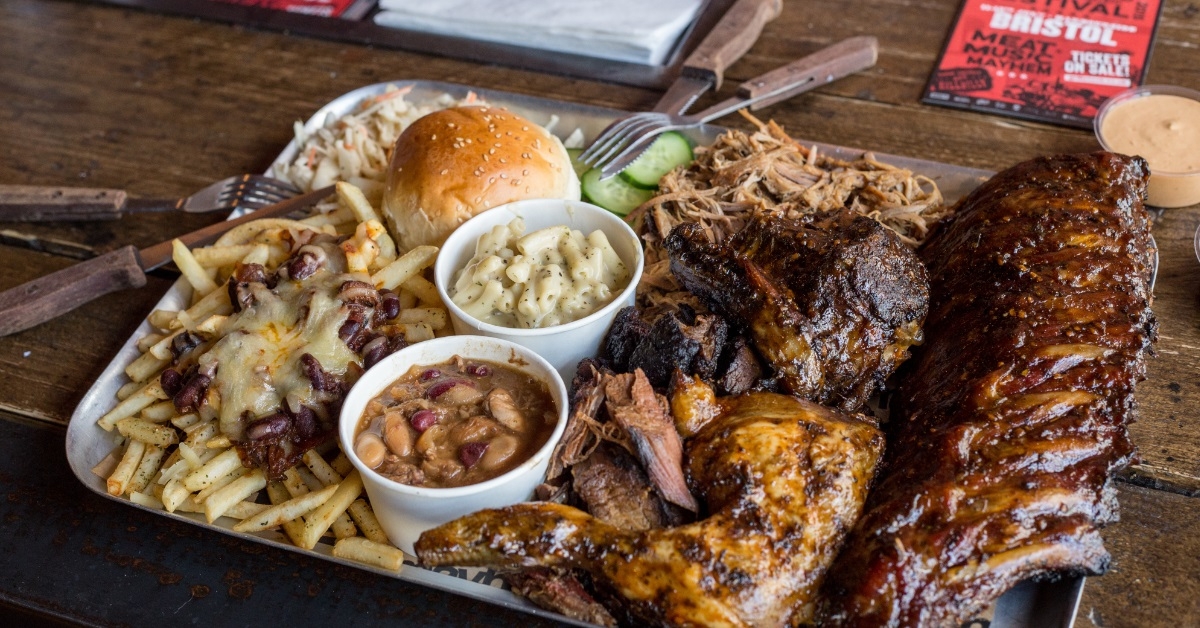 delicious bbq platter with bread