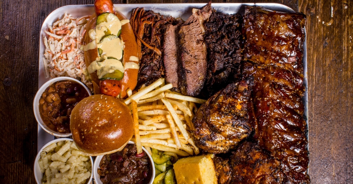 delicious bbq platter with bread