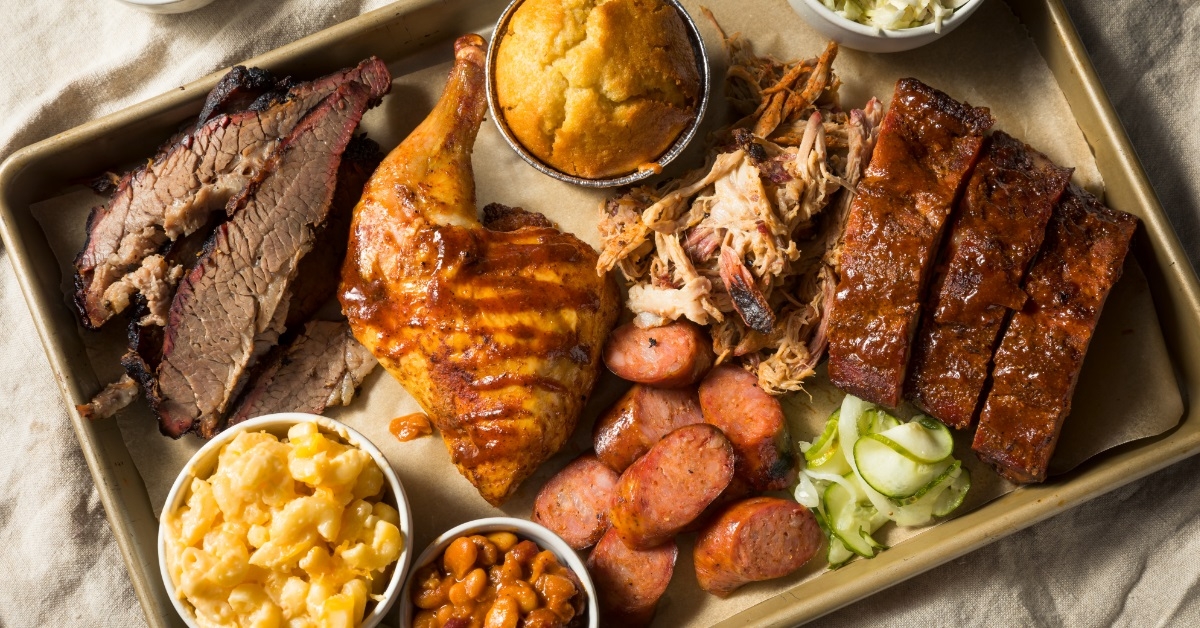 homemade barbecue platter with ribs