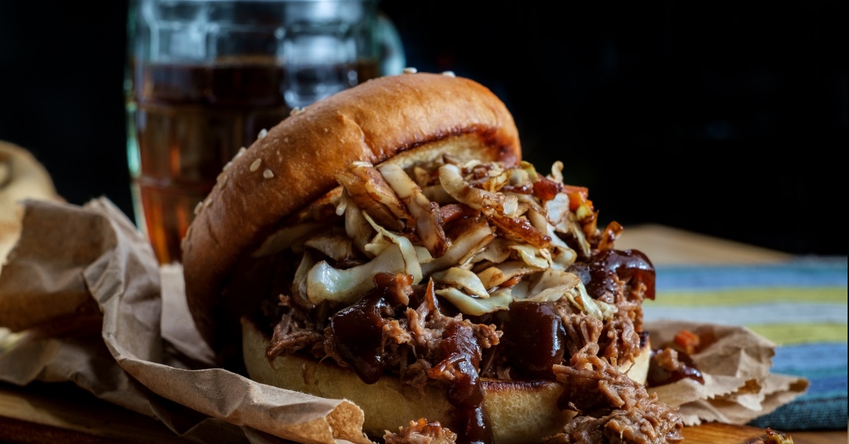 pulled pork burger with cheese