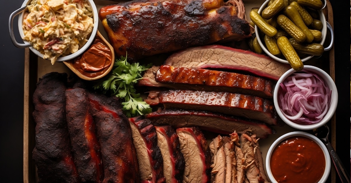 texas style bbq meat pickles sauces