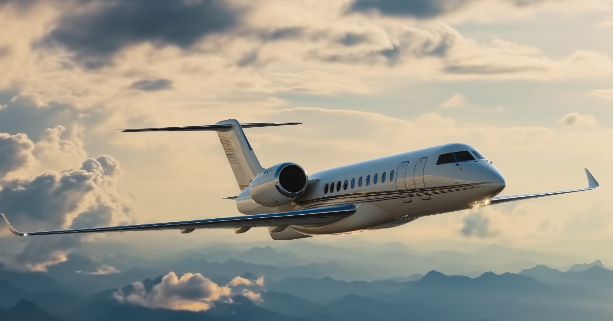 chartered flight in air 