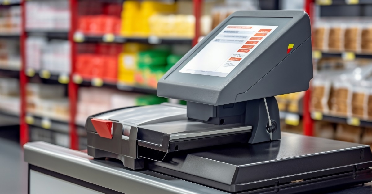 self checkout counter at store
