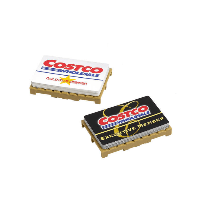 costco membership cards on white background