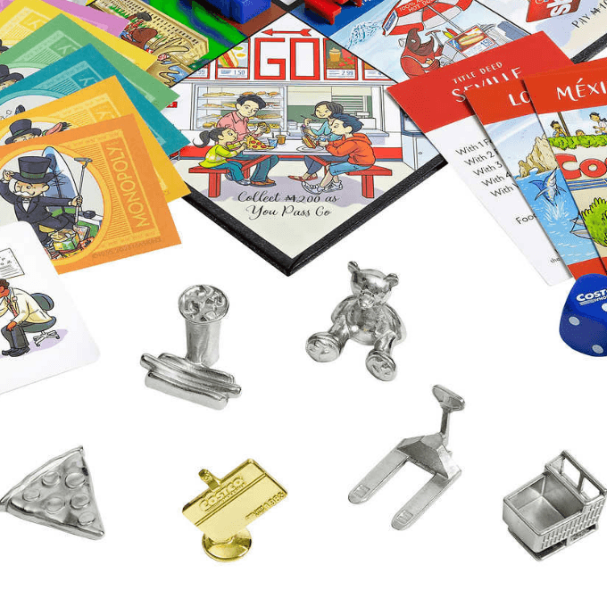 costco monopoly tokens on white paper