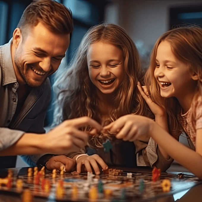 family playing costco monopoly game
