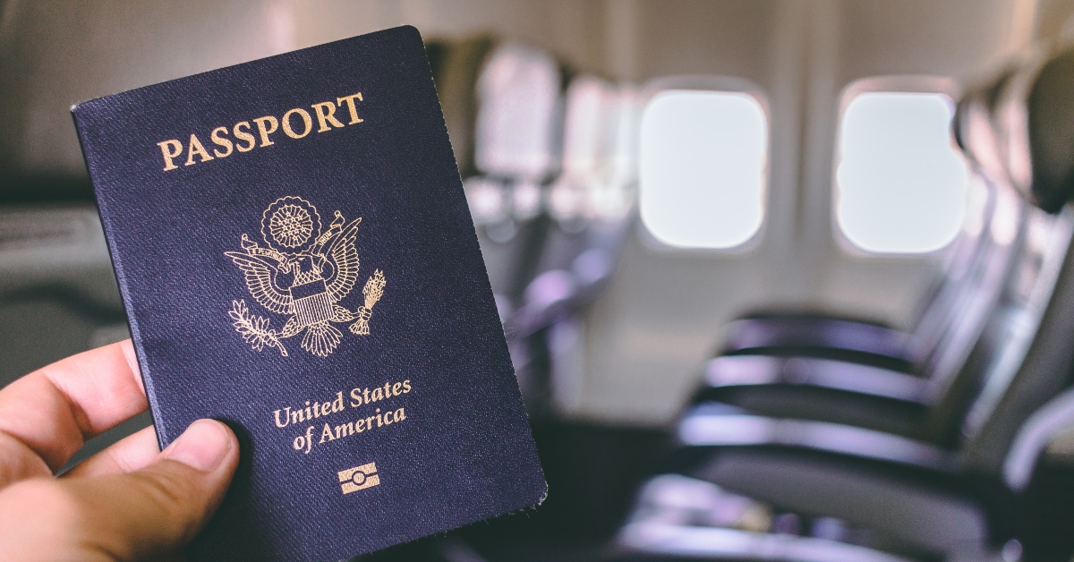 american passport in an airplane