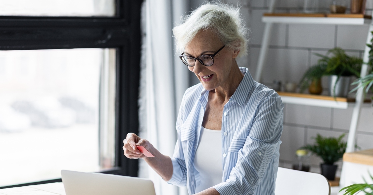 mature woman using technology