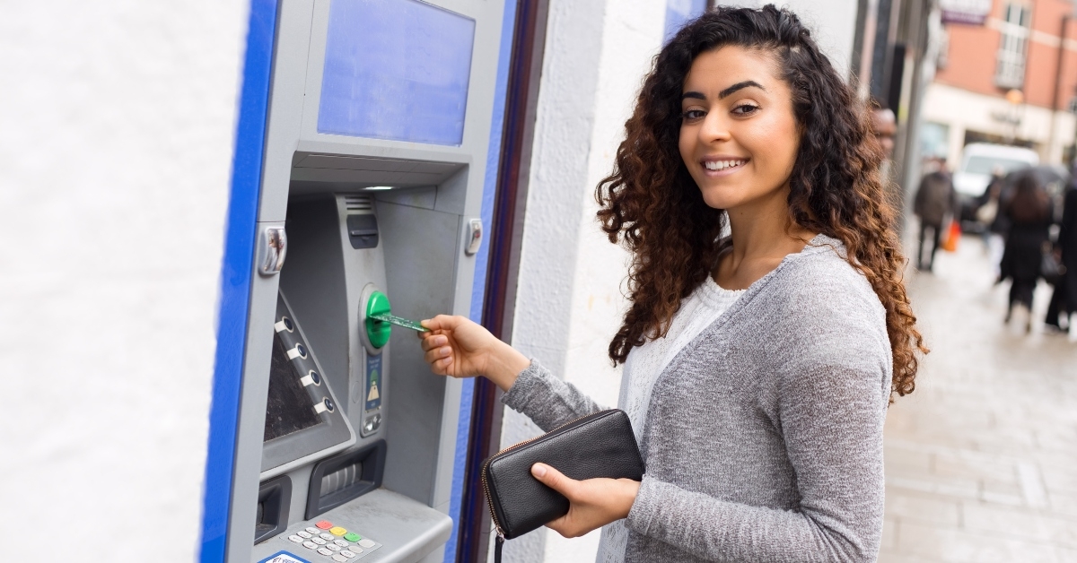 woman at the cash machine