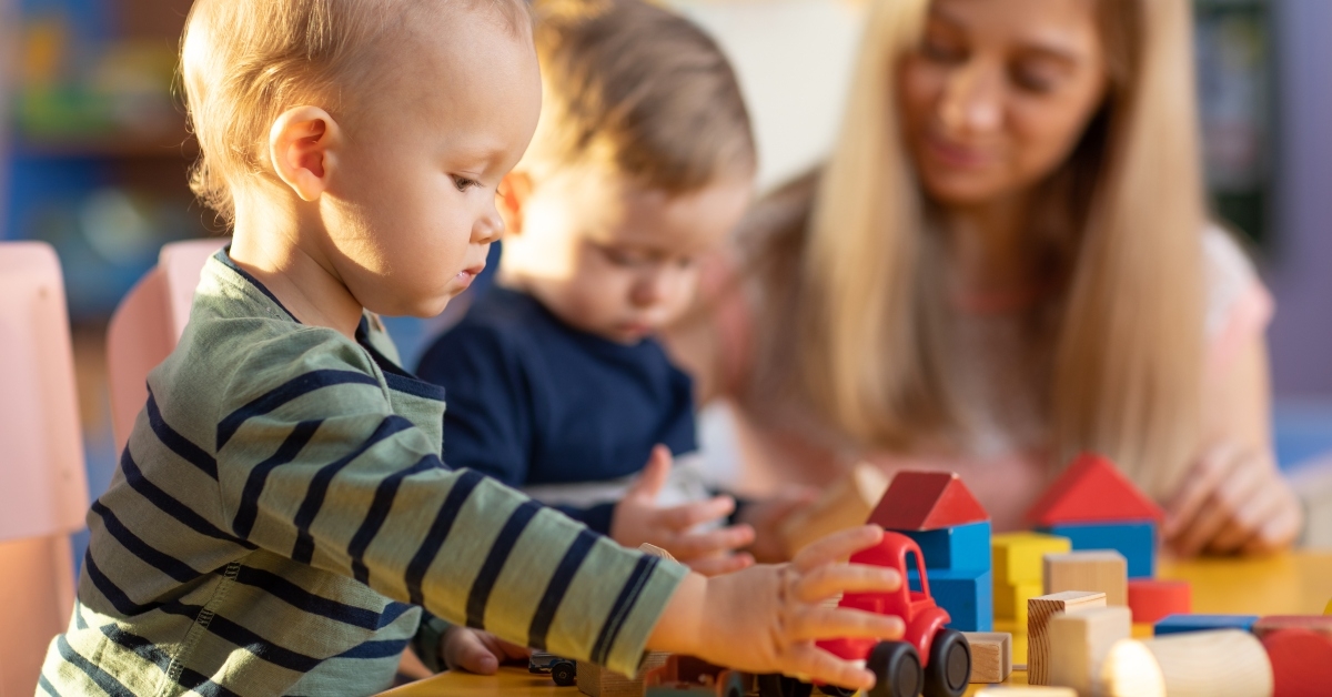 preschool teacher and cute kids