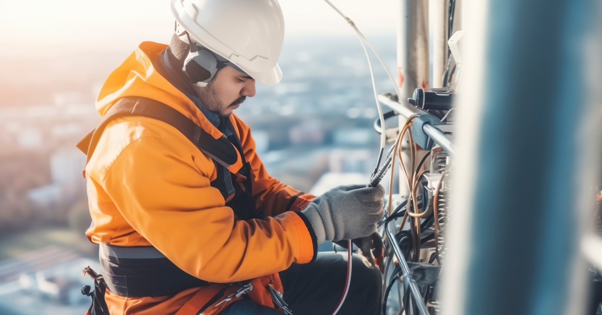 checking a telecommunication tower connections