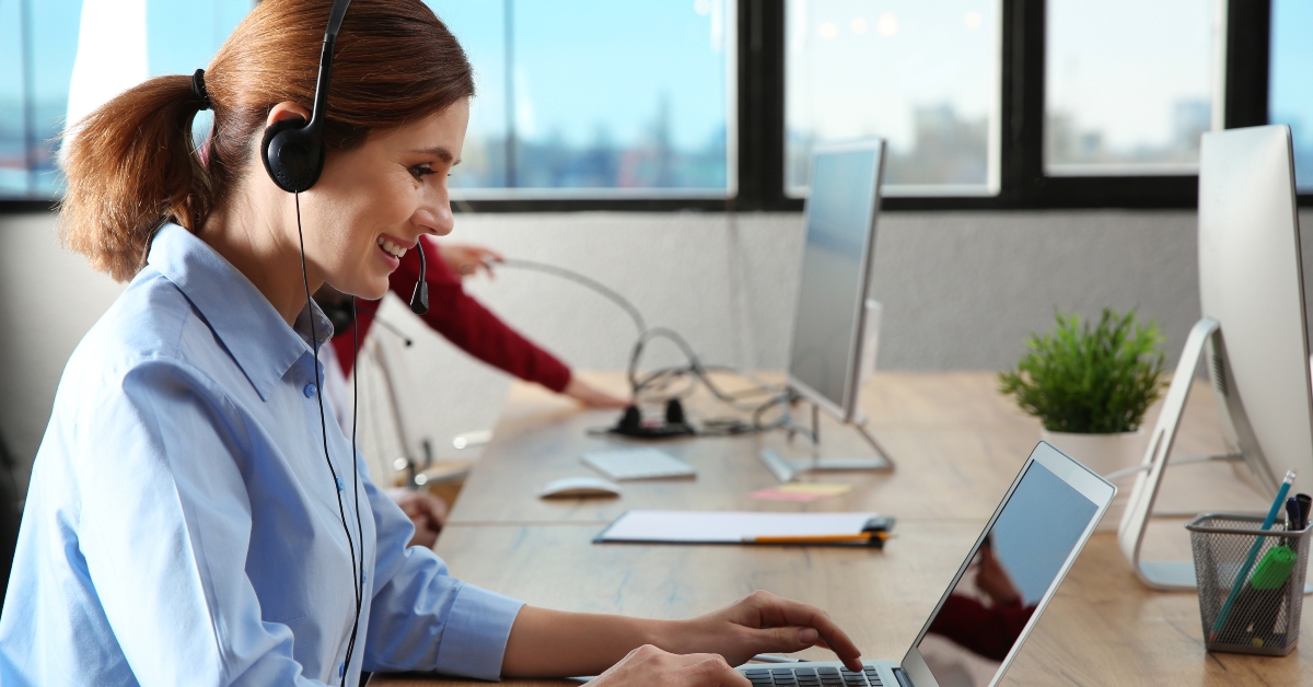 technical support operator with headset